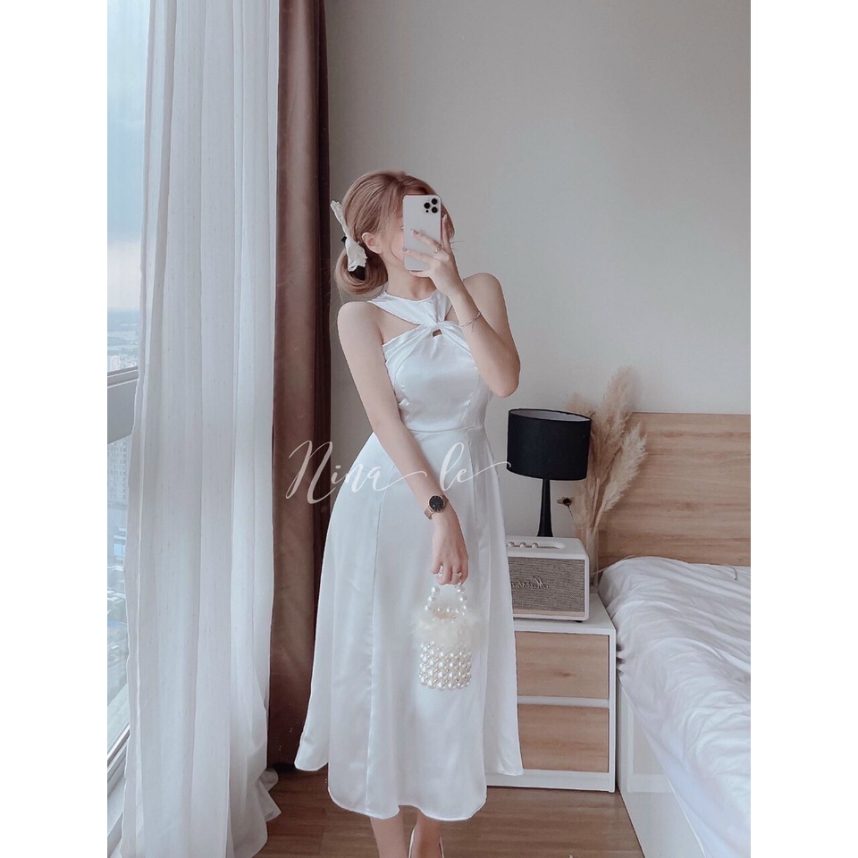 Đầm lụa siêu đẹp với chất liệu mềm, min, có mút tôn dáng đẹp