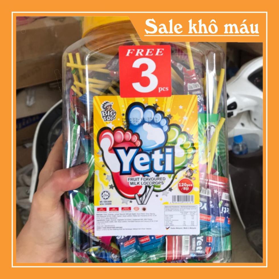 Sỉ lọ kẹo mút Yeti hình bàn chân ( lọ 120 chiếc tặng thêm 3 chiếc)