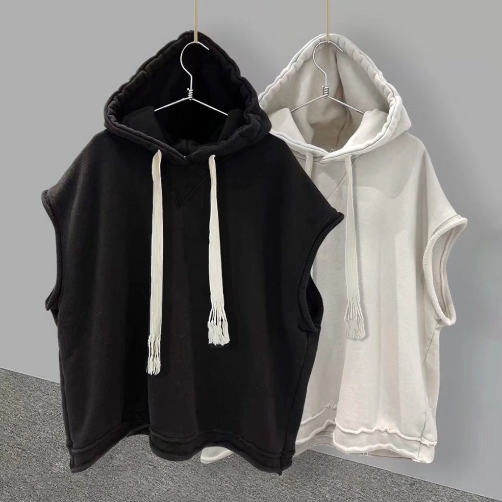 Áo Hoodie Dây Rút Không Tay Màu Trơn Đơn Giản Thời Trang Dành Cho Nam Nữ 2022