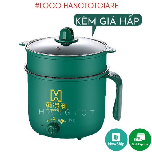 Nồi Lẩu Điện Đa Năng 2 NẤC NHIỆT Kèm Giá Hấp Có Tay Cầm Tiện Dụng 18cm, Nồi Lẩu Hấp Mini 2 Tầng Cao Cấp