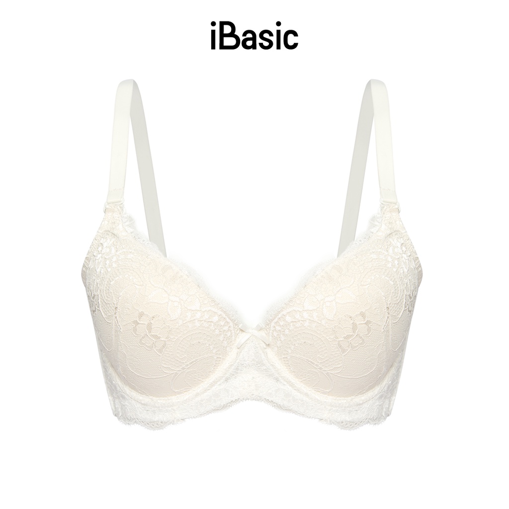 [MUA 2 GIẢM 30% - MUA 3 GIẢM 40%] Áo ngực có gọng mút dày bản lưng to full ren iBasic BRAW121