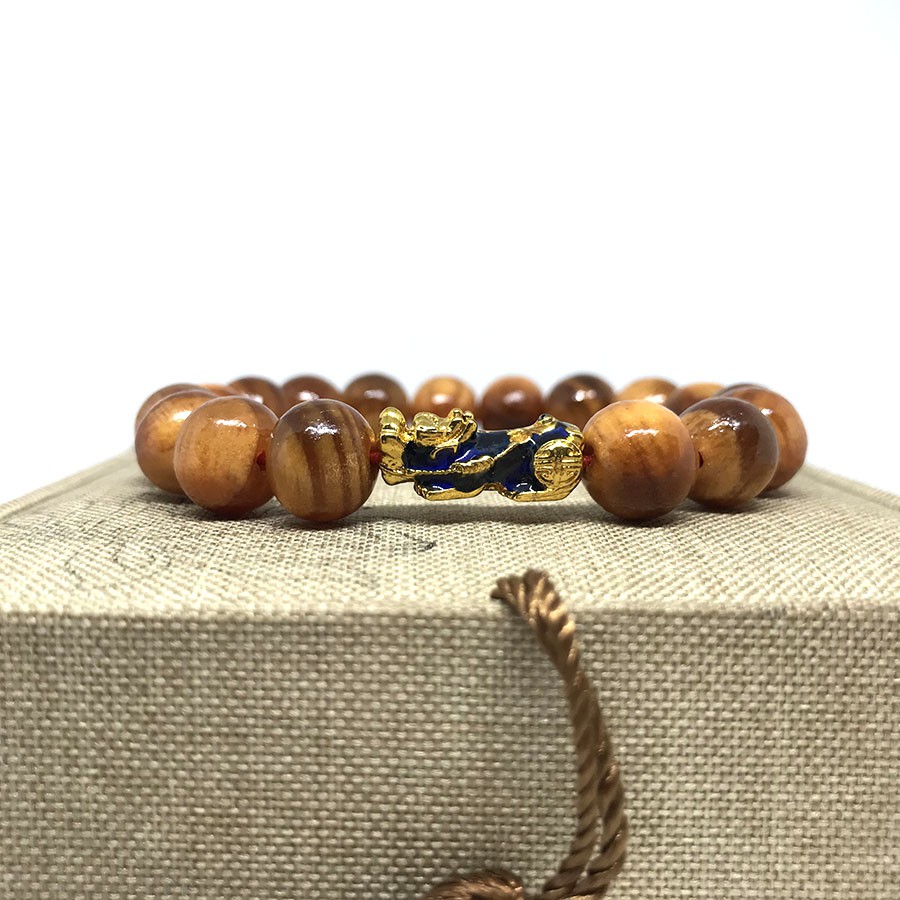 AG203B - VÒNG TAY GỖ HUYẾT LONG 10MM MIX TỲ HƯU ĐỔI MÀU