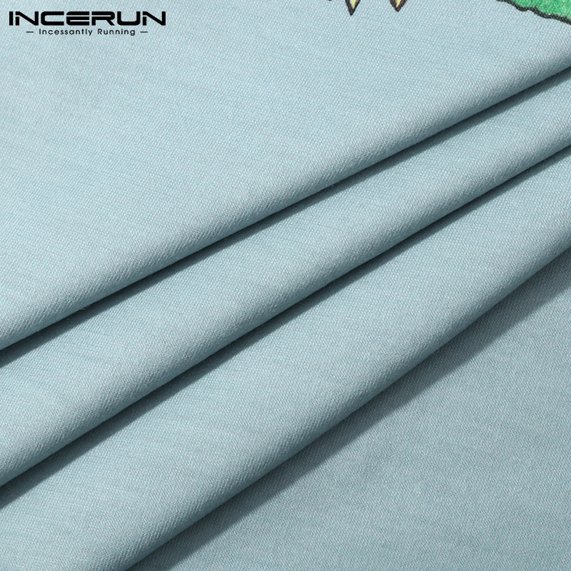 INCERUN Áo Thun Tay Ngắn Dáng Rộng In Hình Bướm Thời Trang Mùa Hè Trẻ Trung Cho Nam