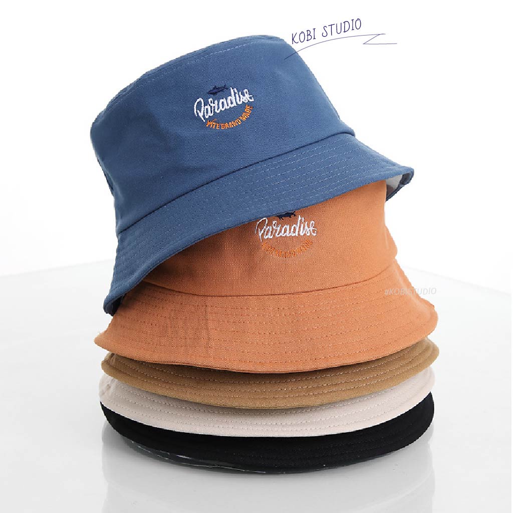 Mũ Bucket Nữ KOBI Vải Dày, Nón Bucket Nữ Hàng Hiệu Hàn Quốc UNISEX họa tiết thêu chữ phong cách trẻ trung năng động
