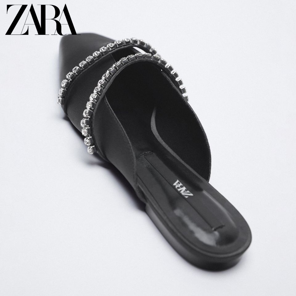 Zara Giày Muller Đế Bệt Mũi Vuông Thời Trang Mùa Xuân Dành Cho Nữ