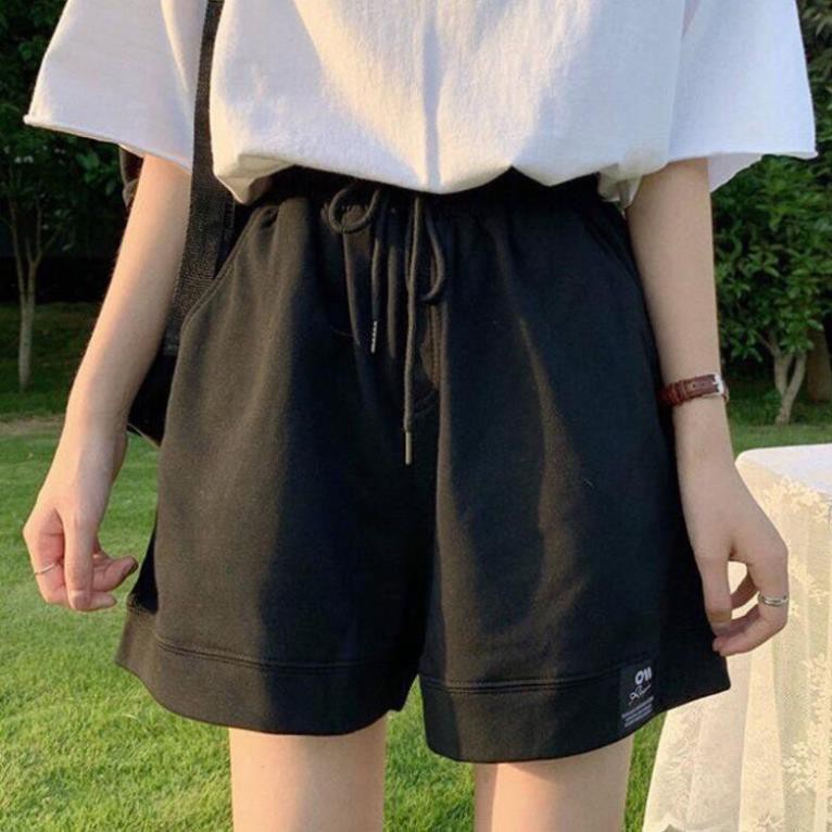[SIÊU HOT] Quần Đùi Unisex Dáng Hàn Logo Quần Short Nam Nữ Cạp Chun 2 Màu Đen, Xám Ulzzang Hot Hit