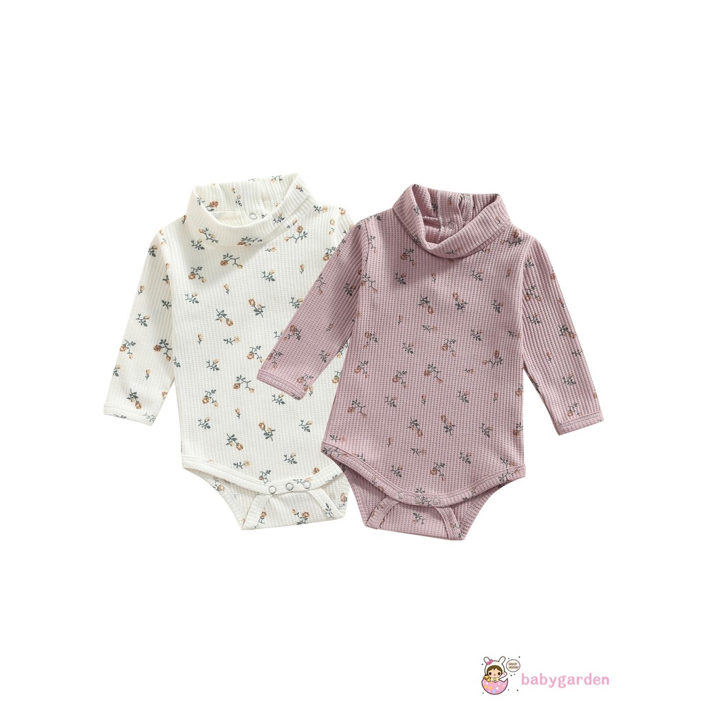 Áo Liền Quần Tam Giác Tay Dài Cổ Cao In Hoa Thời Trang Cho Bé Gái