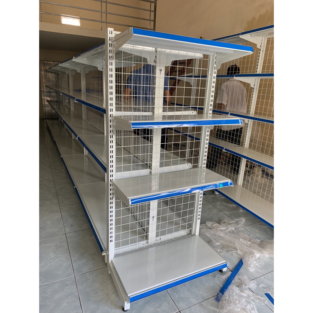 Kệ siêu thị đơn 1 mặt Dài 90 x Cao 150 x 4 tầng dùng trưng bày hàng hoá lắp ghép dễ dàng - Kệ Việt