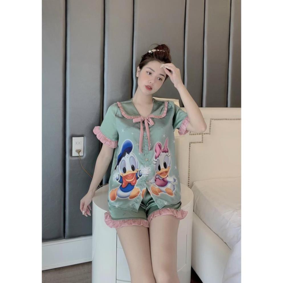 Pijama Lụa LATIN Mẫu vịt kute phô mai que Tay ngắn quần dài Form 60kg 💕  ྇ ྇  ཾ