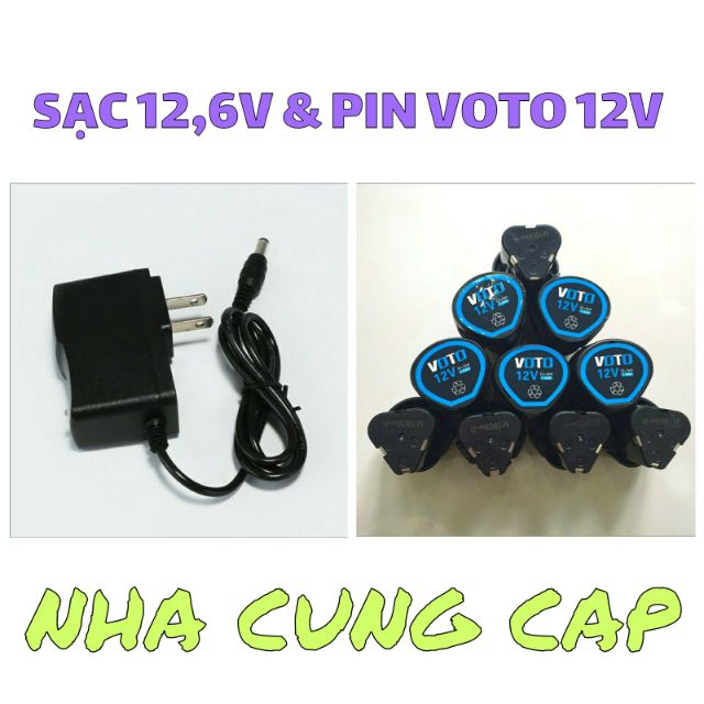 BỘ PIN VOTO 12V KÈM SẠC 12.6V