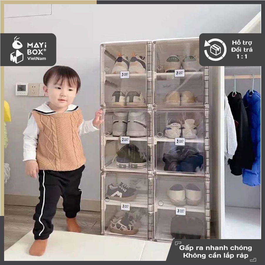 Tủ đựng giày dép nhựa cứng gấp gọn trong suốt MAYI BOX - Hộp đựng giày gấp gọn cao cấp 8 ngăn, 12 ngăn, 16 ngăn, 20 ngăn