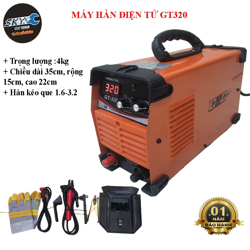 Máy hàn điện tử dùng gia đình GT320, hàn kéo que 3,2, phụ kiện đầy đủ bảo hành 1 năm