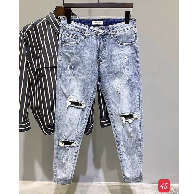 Quần Jean Nam Chất Bò DR45RT Phối Rách Cá Tính Trẻ Trung DRMT