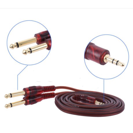 『1.5M/3M/5M/10M』Dây cáp chuyển đổi âm thanh 3.5mm sang hai đầu 6.35mm 6.35mm cho máy tính