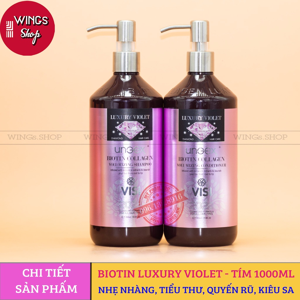 Dầu gội nước hoa Biotin Collagen Luxury Giảm rụng kích mọc tóc giúp tóc suôn mượt 1000ML | Wings Shop