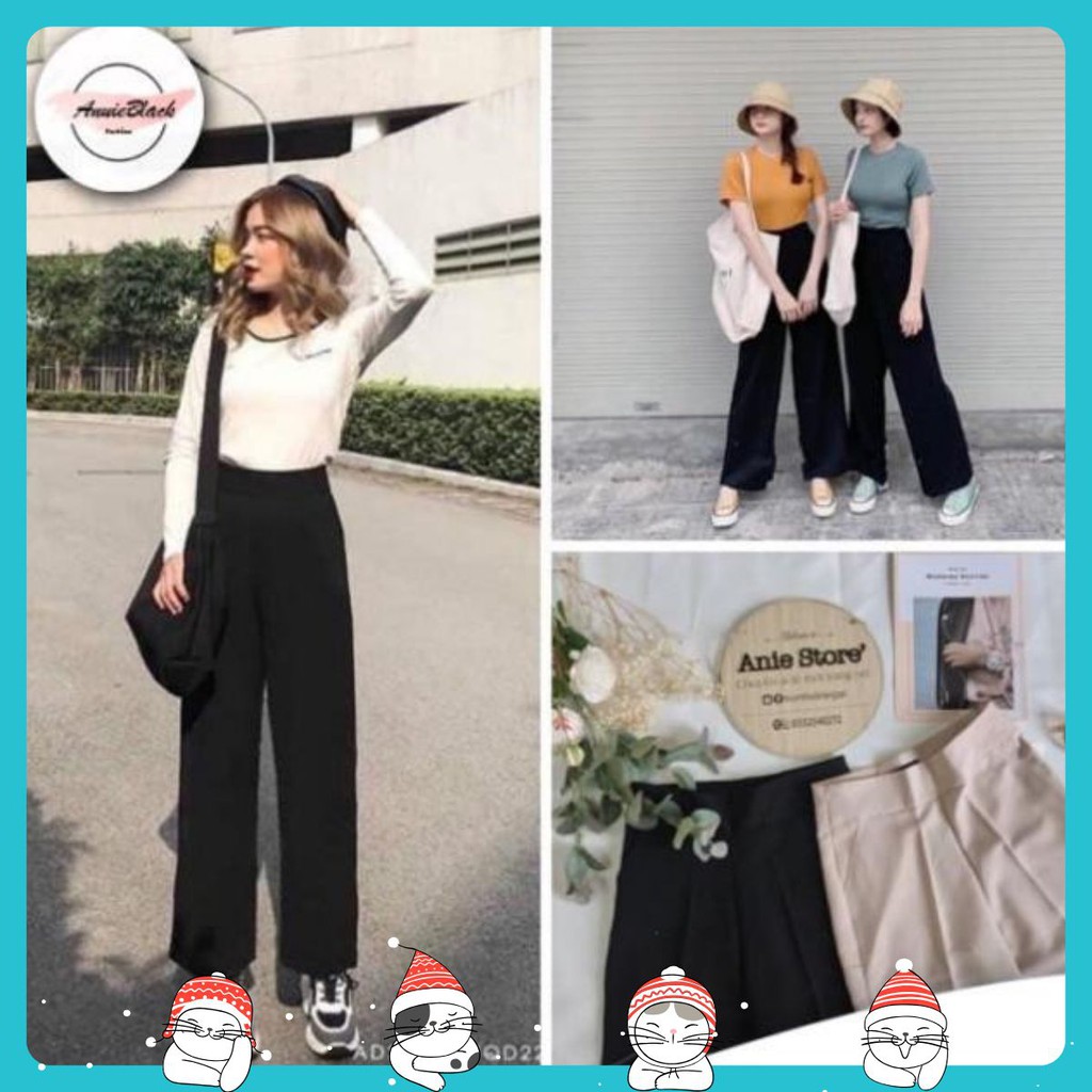 [Mã  ANUI20 hoàn 20k xu đơn 0đ] Quần Culottes Nữ 🦋 Quần Suông Ống Rộng Khoá Hông Cạp Cao 2 Màu 🦋 AB
