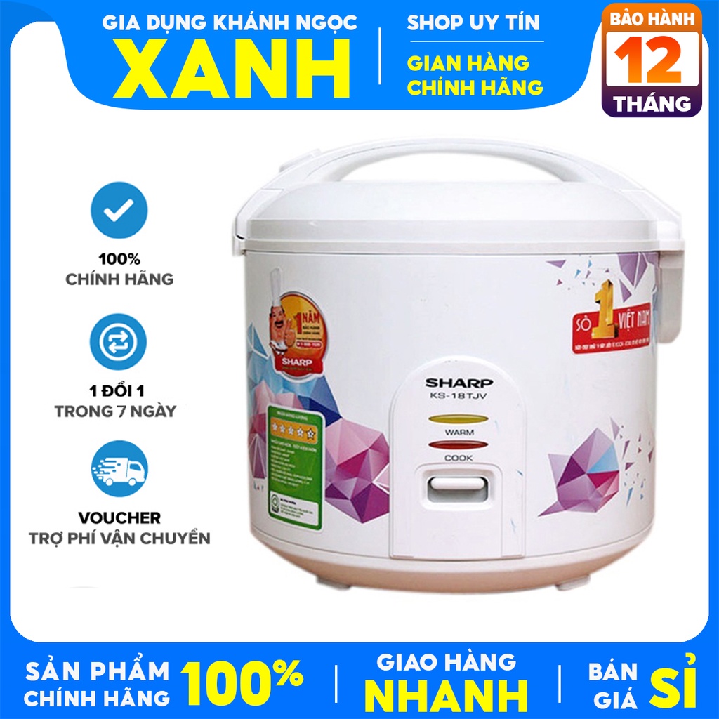 Nồi cơm điện Sharp 1.8 lít KS-18TJV - chính hãng trưng bày 98-99%