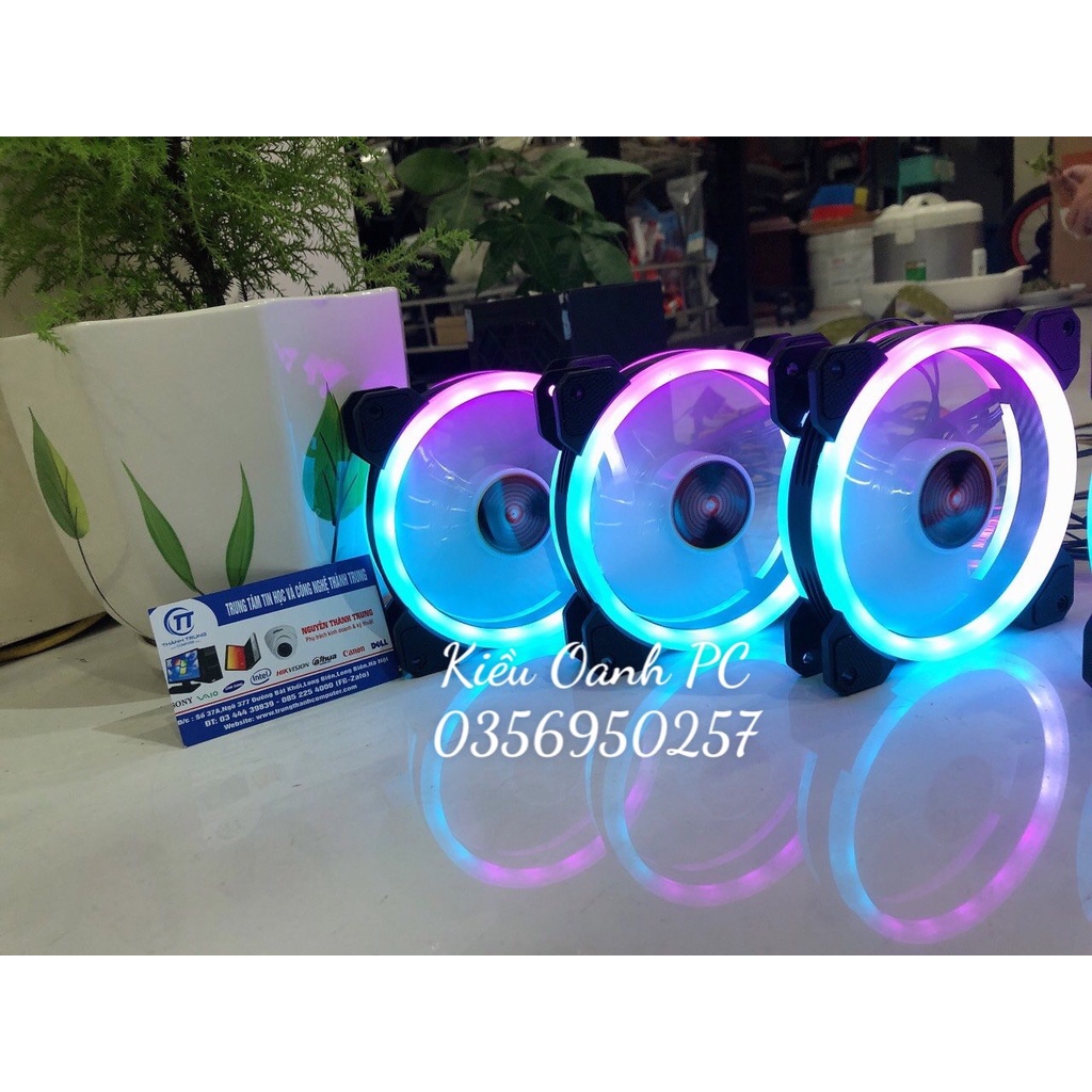 Quạt tản nhiệt, Fan Led RGB Coolmoon Sunshine V1 Dual Ring (Dùng qua Hub chuyển đổi nguồn)