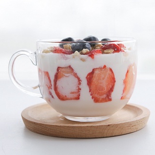 Cốc thủy tinh chịu nhiệt, size 450 ml. Để thêm sữa, trà, bột yến mạch, trái cây