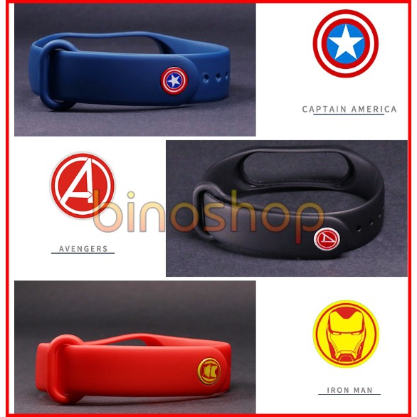 Nút thay thế Avengers kèm dây silicon Xiaomi Miband 3/4