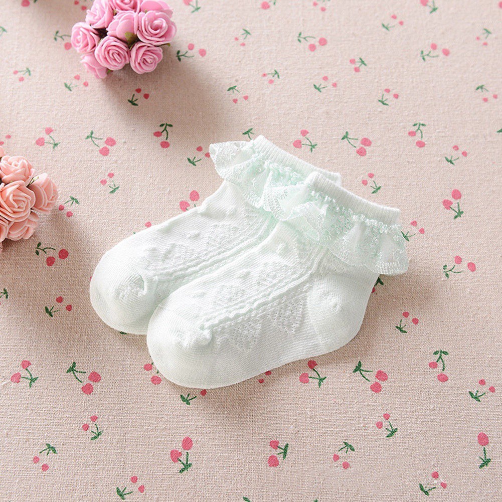 Vớ Cotton Phối Ren Đính Nơ Dễ Thương Dành Cho Bé Gái