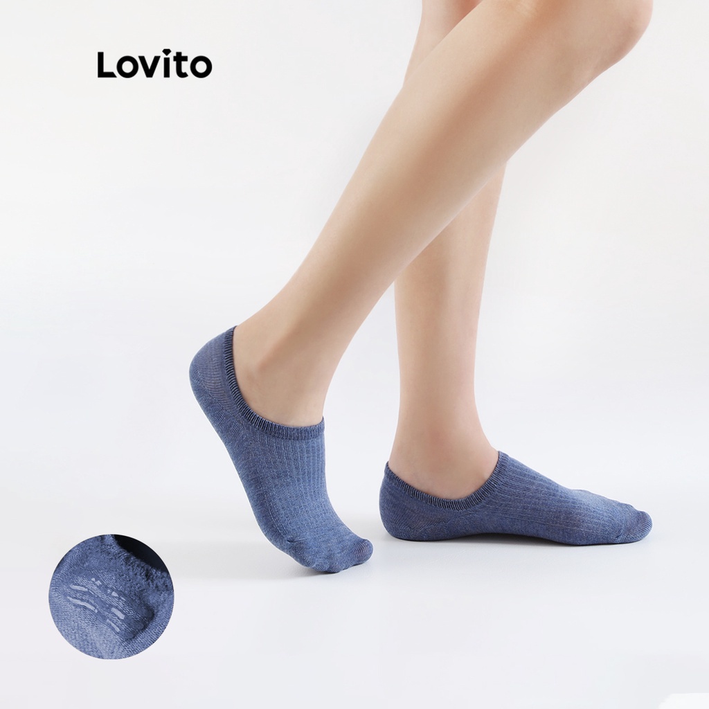 901DEVớ Lovito vải cotton vô hình chống trượt L001087