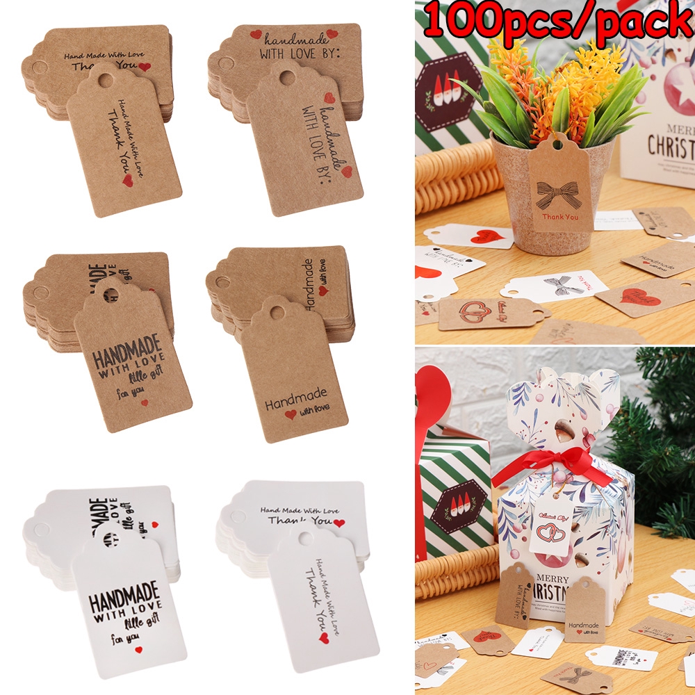 Bộ 100 cái thẻ gỗ gắn quà tặng tiệc cưới dễ thương