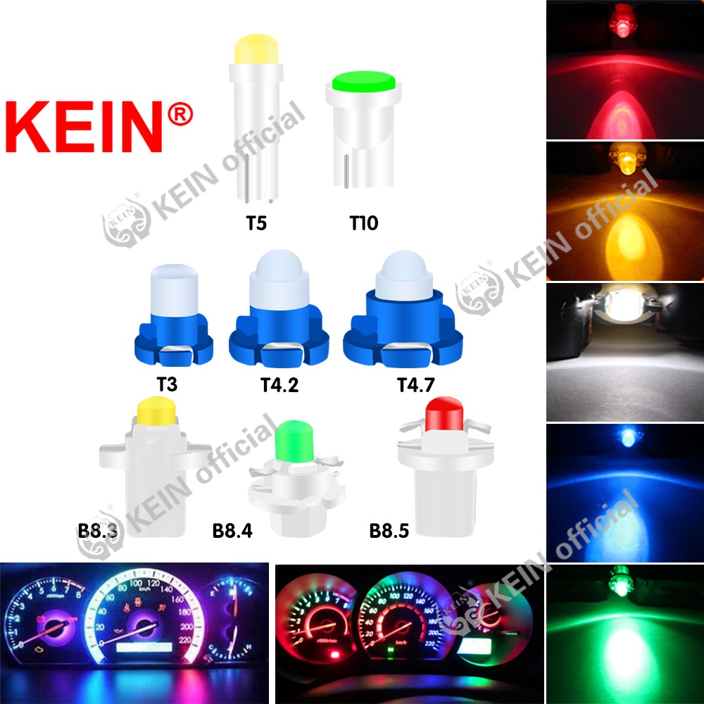 KEIN T10 LED T5 T4.7 Car Led Lamp COB Wedge Instrument Dashboard Car Meter LED Light Bulb Moto Indicator Light Reading License Plate Lamp T4.2 T3 B8.3 B8.4 B8.5 194 W5W 168 501 Neo Wedge