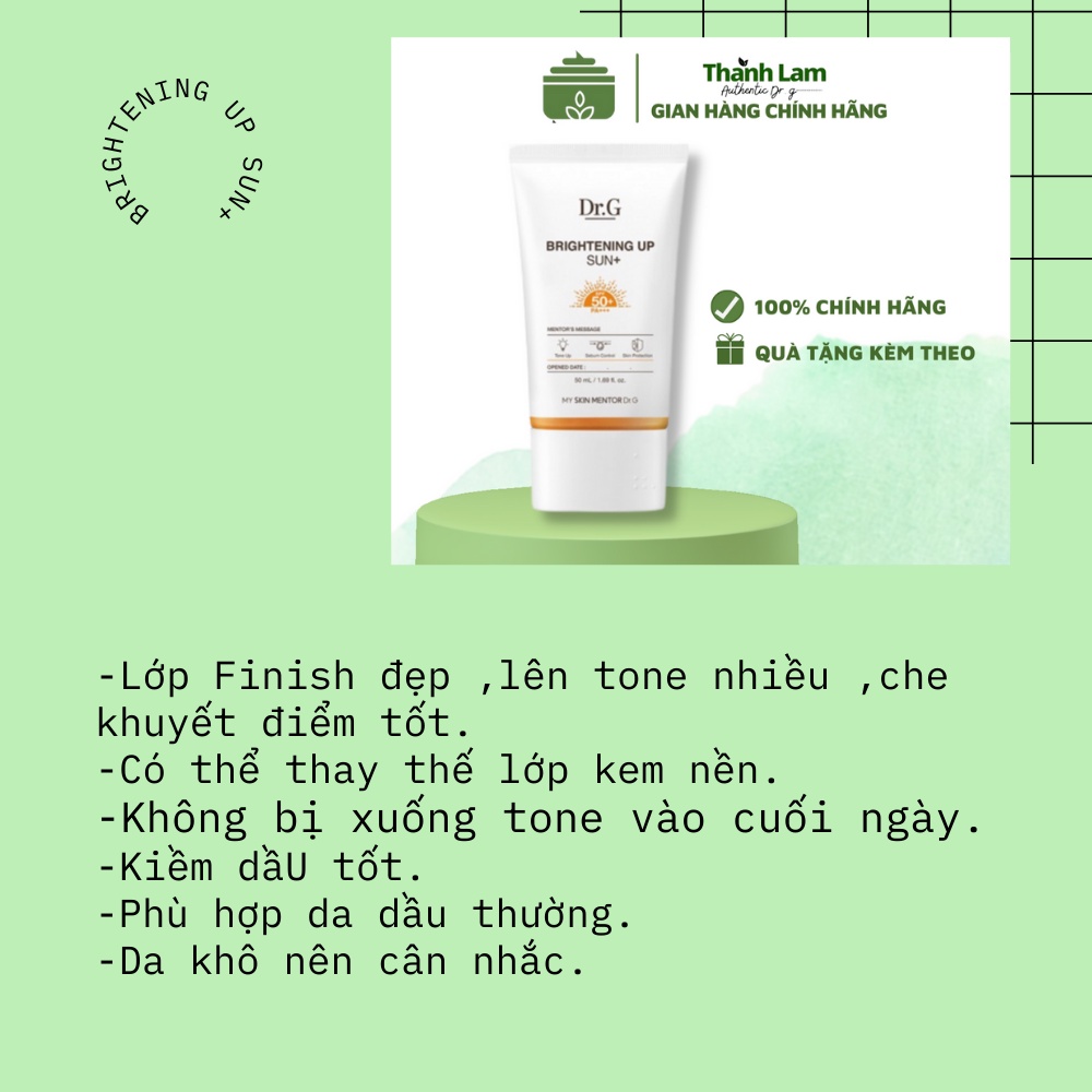 Kem chống nắng vật lí Dr.G Hàn Quốc kiềm dầu phù hợp da nhạy cảm 50ml