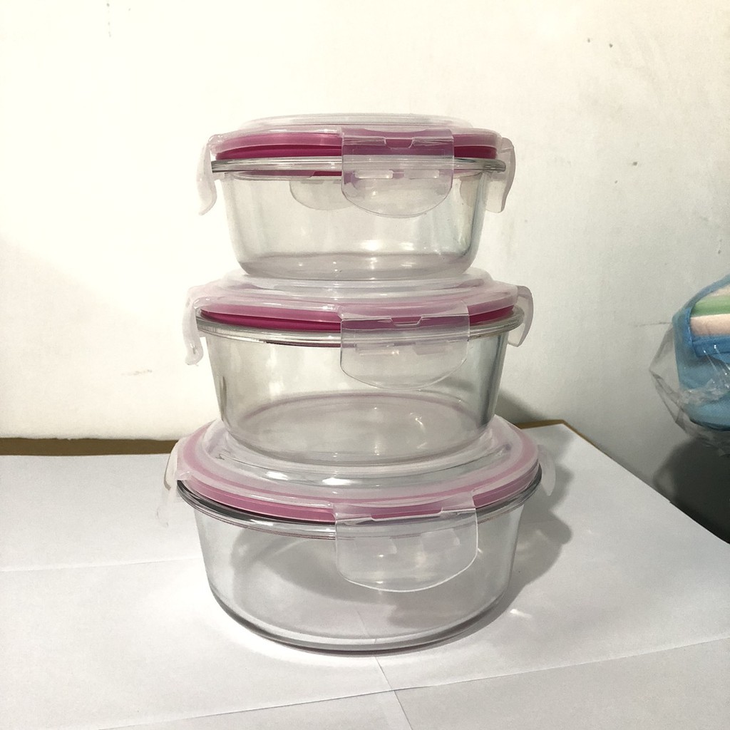 Hộp Thủy Tinh Hình Tròn Đựng Cơm, đồ ăn đa năng ( 400ml - 620ml - 950ml ) #2