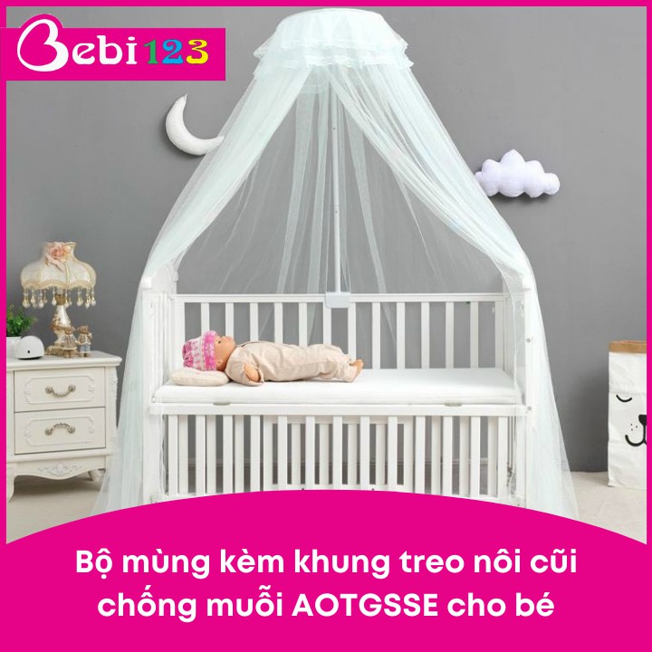 Bộ mùng kèm khung treo nôi cũi chống muỗi AOTGSSE cho bé