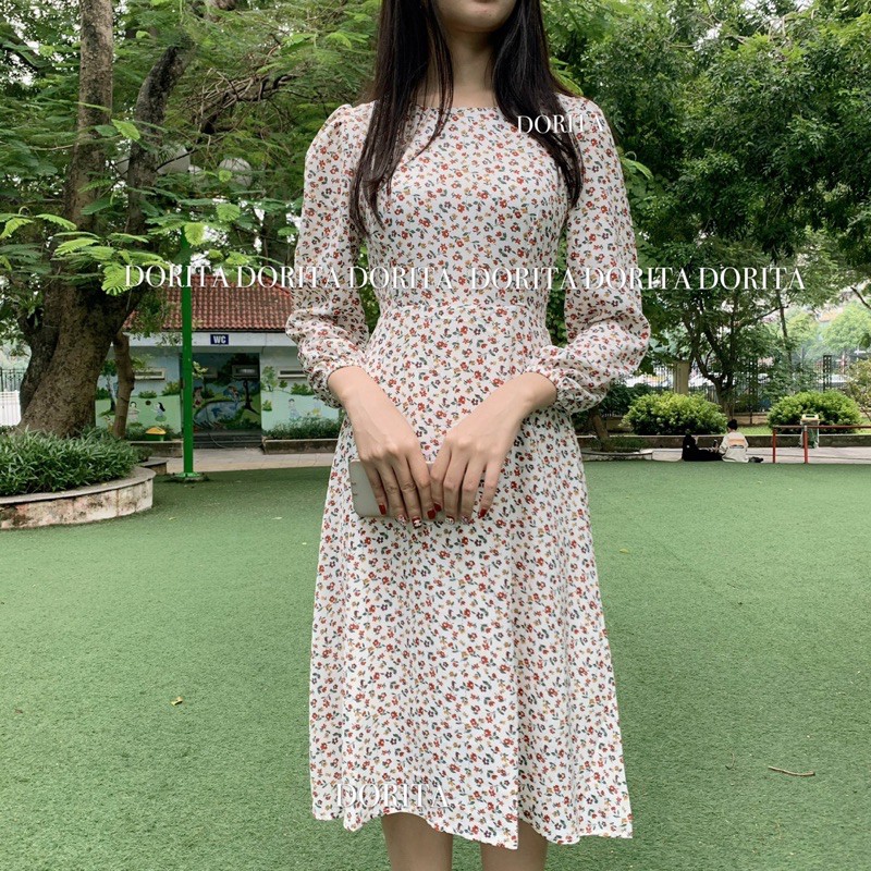 Váy hoa nhí dài tay nhiều màu, Đầm ullzang hoa nhí - Dorita Boutique