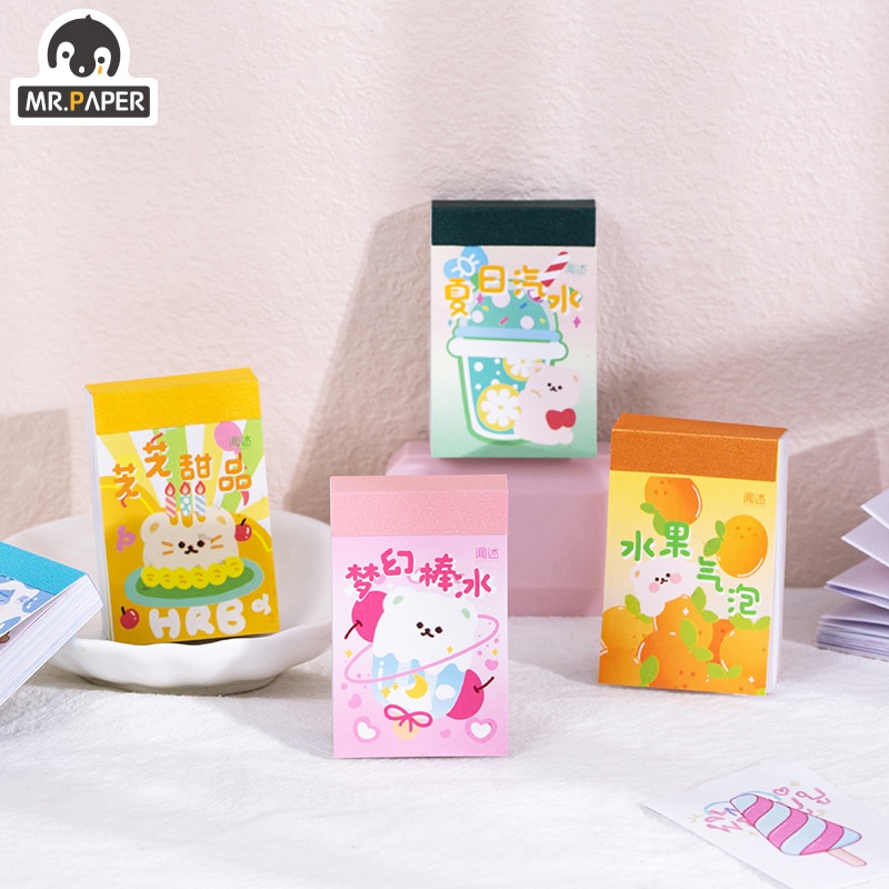 Set 50 tờ nhãn dán 6 kiểu dáng hoạt hình trang trí sổ tay diy