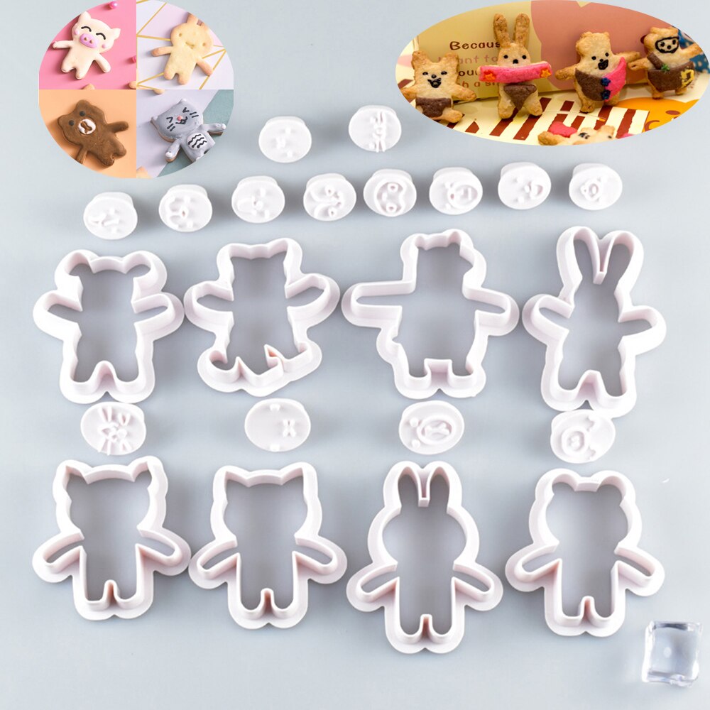 Set 4 khuôn nhấn cắt bánh quy hình gấu thỏ xinh xắn