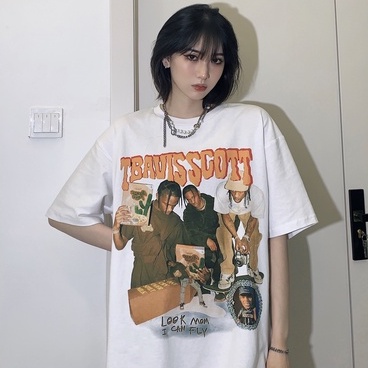 Áo Thun Nữ Tay Ngắn Phong Cách Hip Hop Hàn Quốc 2 Màu Tùy Chọn