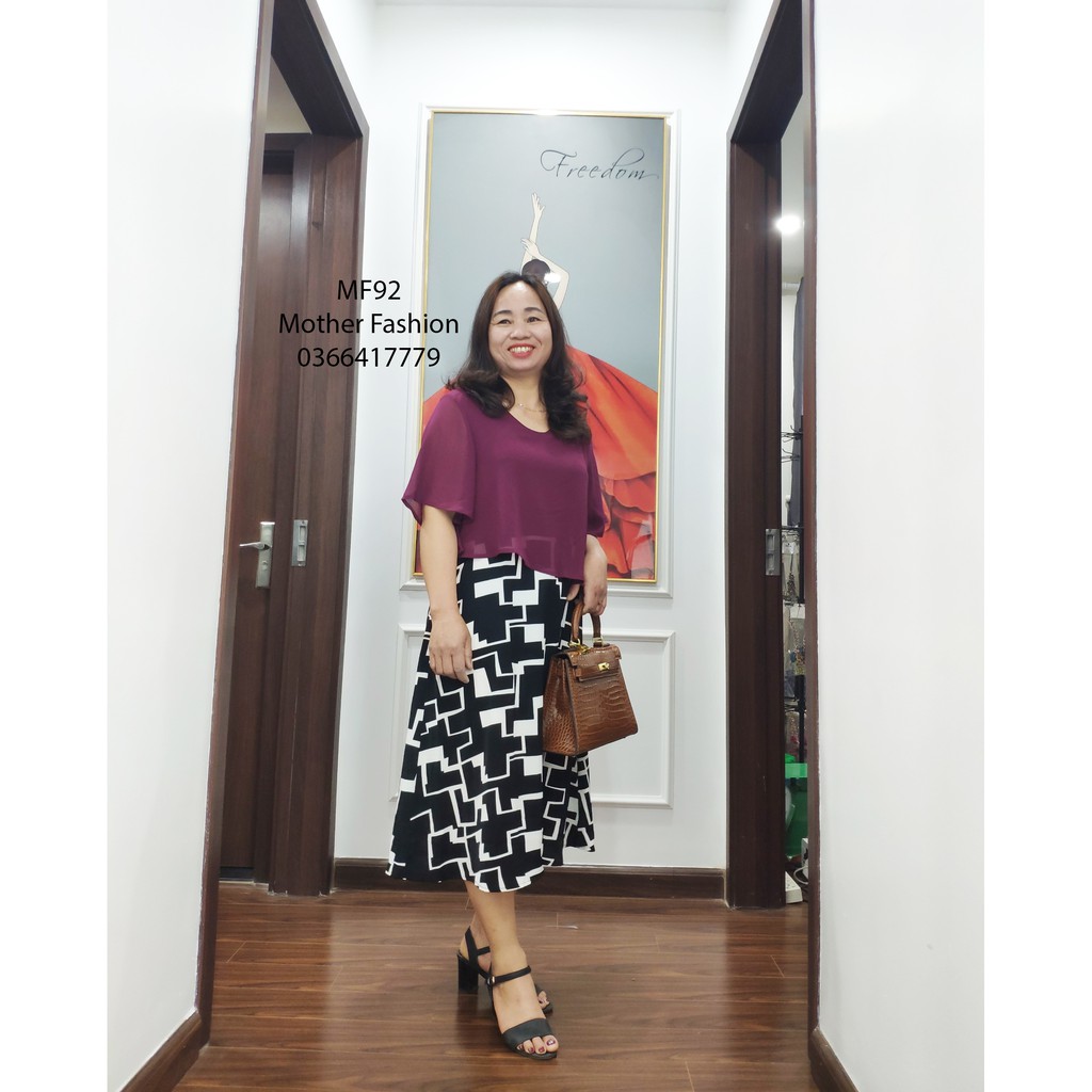 Đầm trung niên sang trọng, váy đầm dự tiệc nữ trung tuổi, cho bà cho mẹ MF92