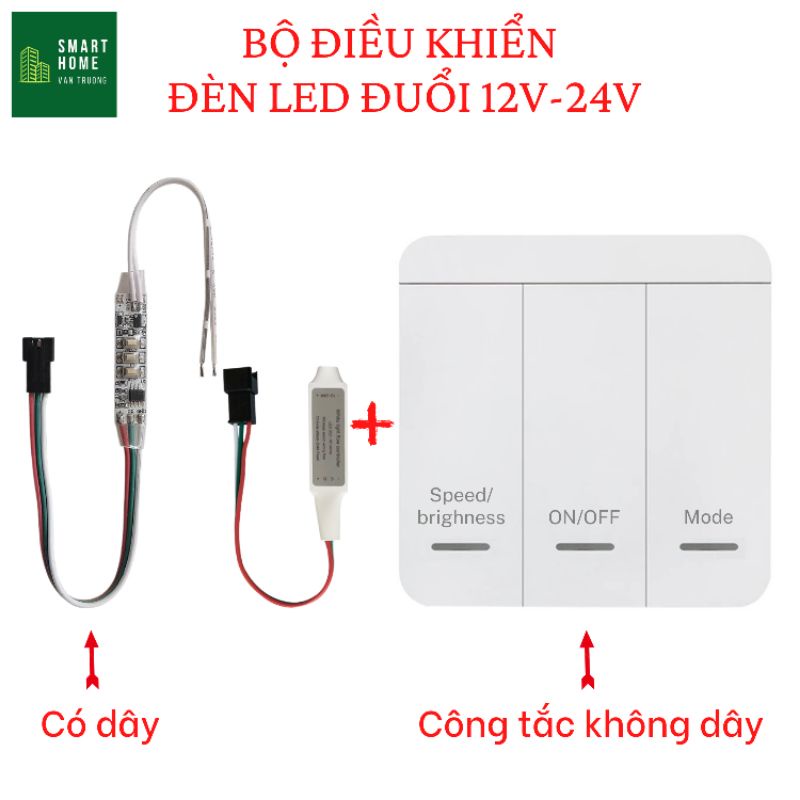 Công tắc cầu thang không dây Tuya cho đèn LED, 10 hiệu ứng, bật tắt mọi vị trí không cần đi dây điện