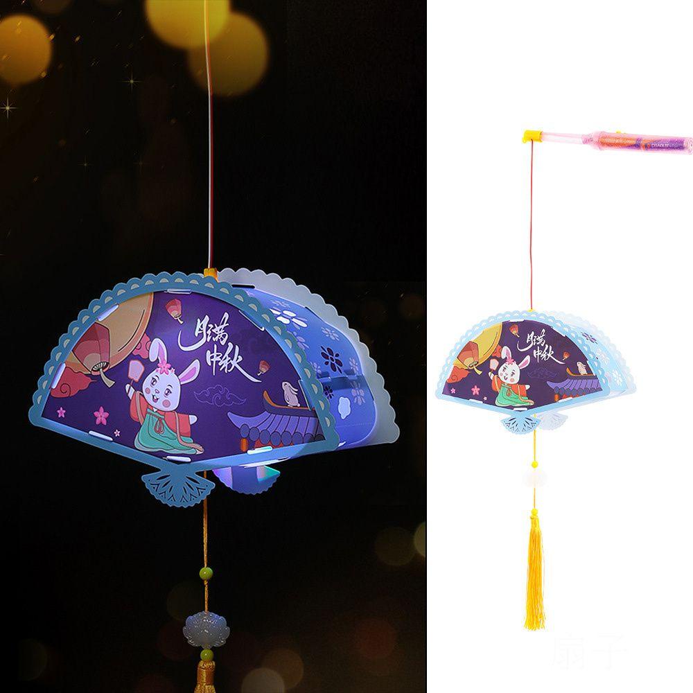 Đèn Lồng Trung Quốc Thủ Công Tự Làm Họa Tiết Thỏ Hoạt Hình Mặt Trăng Dễ Thương Trang Trí Lễ Hội