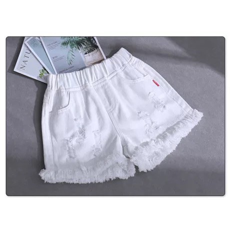 Quần Short Denim Phối Rách Thời Trang Cá Tính Cho Bé Gái hàng quảng Châu Cao Cấp