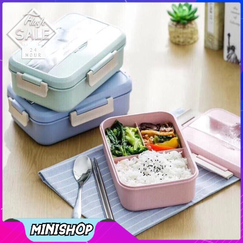 Hộp Đựng Cơm Lúa Mạch Kèm Muỗng MINISHOP H183