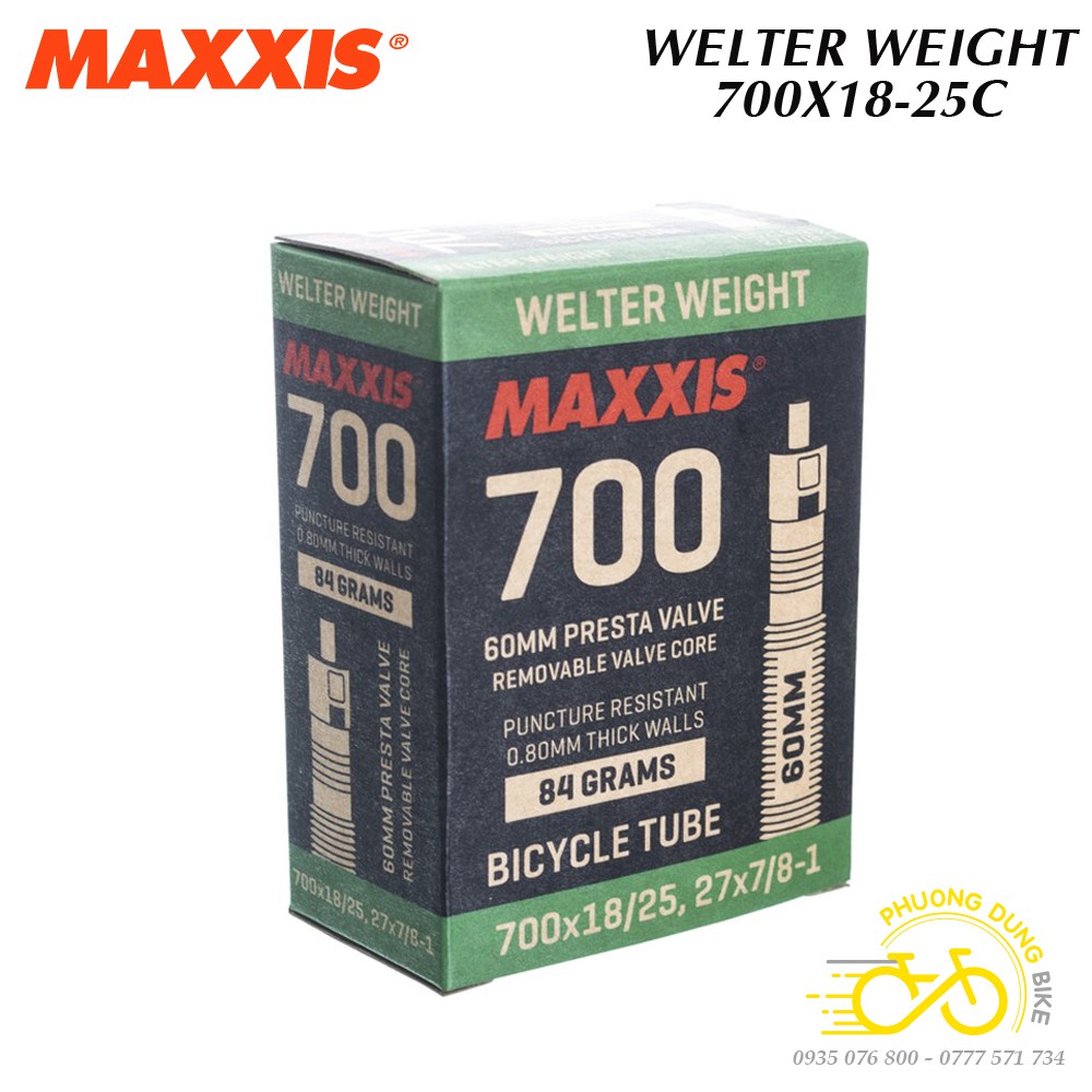 Ruột xe đạp siêu nhẹ MAXXIS Welter Weight 700x18-25C Van Pháp - Van Xe đạp