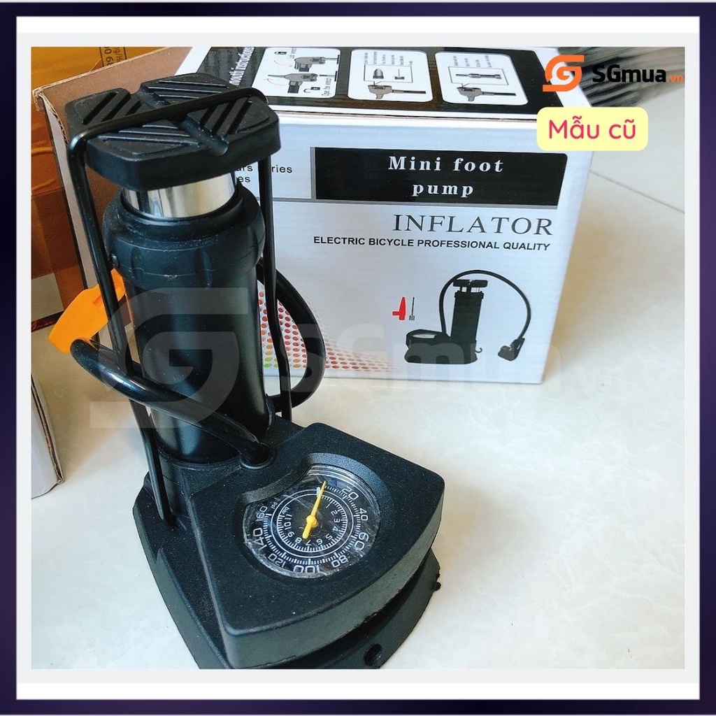 Bơm Hơi Đạp Chân Mini Đa Năng Có Đồng Hồ Đo Áp Suất, Nhỏ Gọn, Bơm Xe Máy, Xe Đạp, Lốp Ô Tô, Tiện Lợi