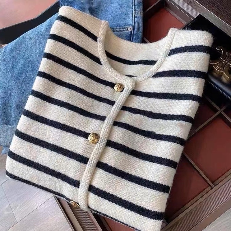 Áo Len Cadigan Kẻ Ngang Quảng Châu loại 1  Áo Khoác Len Cardigan Thu Đông