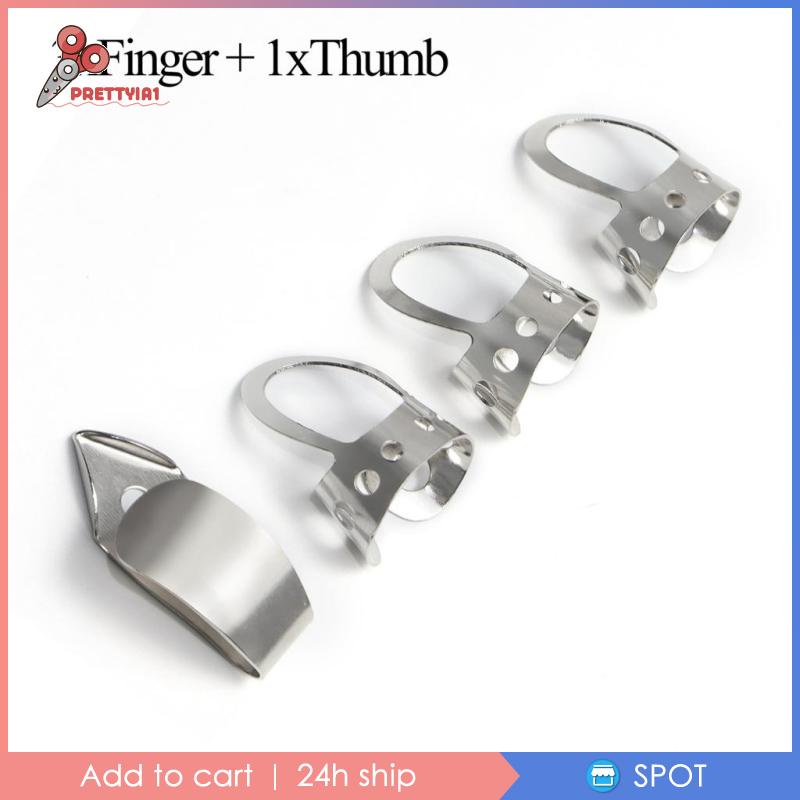 Set 1 / 4 Móng Tay Gảy Đàn Banjo Ukulele Bằng Kim Loại Có Thể Điều Chỉnh