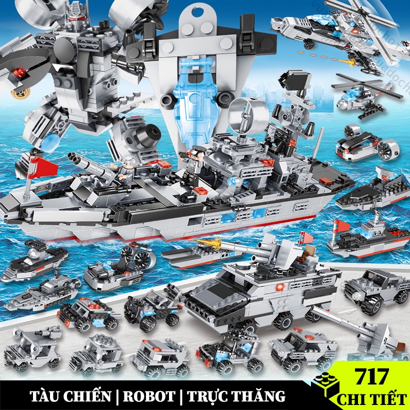 Đồ chơi lắp ráp Tàu Chiến Robot TC717 lắp ghép các mô hình Robot / Máy Bay / Chiến Hạm