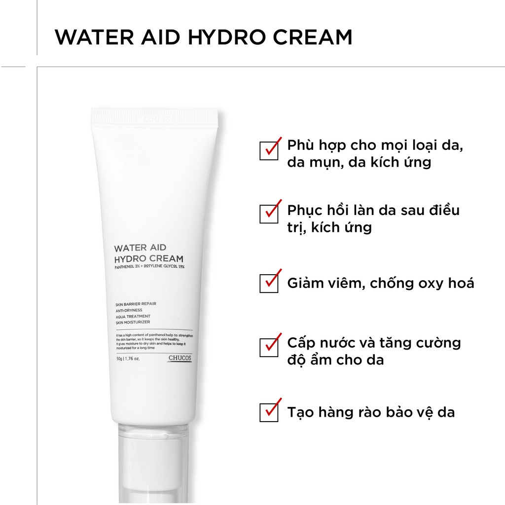 Kem Cấp Ẩm Và Phục Hồi Da Chucos Water Aid Hydro Cream - Dạng Gel 50g