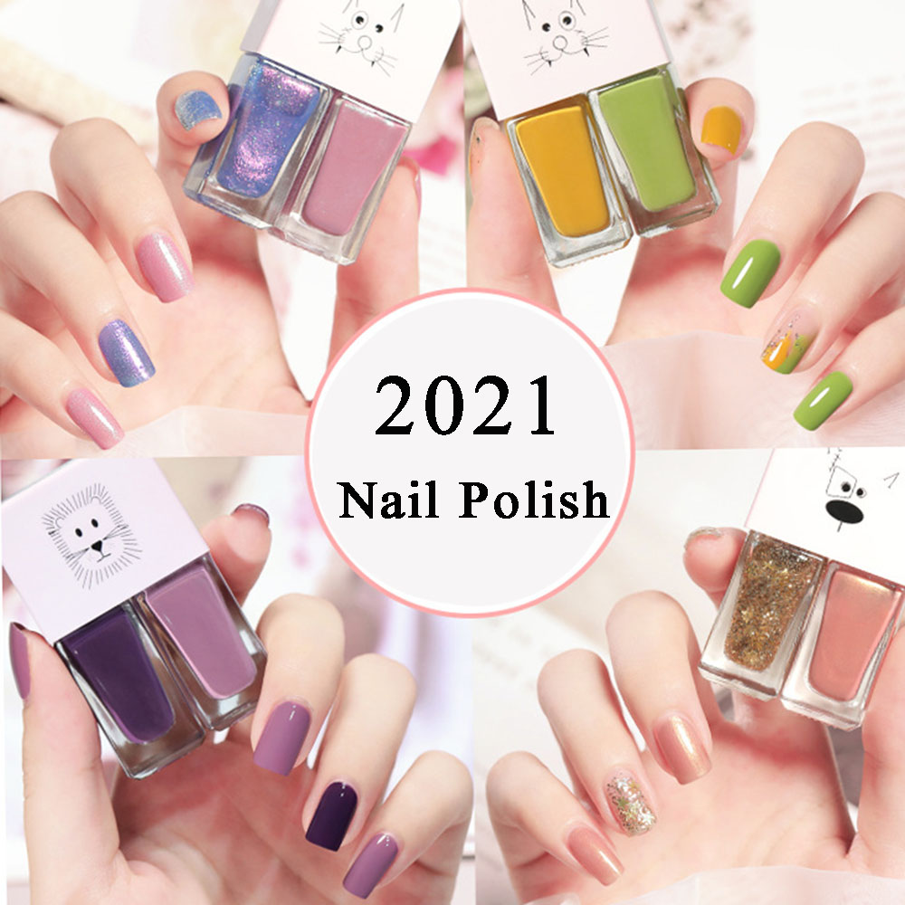 [Hàng mới về] Sơn móng tay 2 trong 1 nhanh khô không độc hại bền màu cho nữ