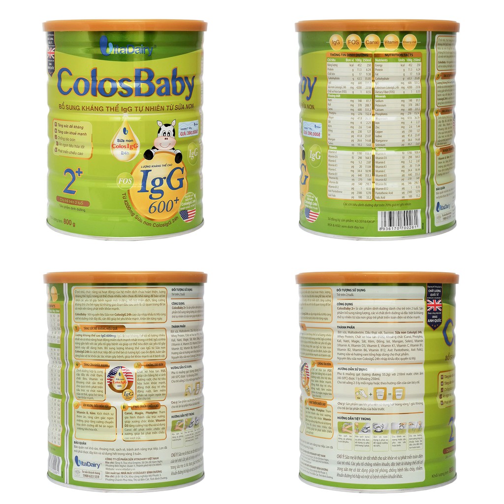 SỮA BỘT COLOSBABY IGG 600g 0+/1+/2+ 800G