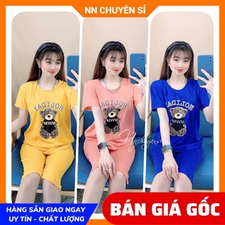 Đồ bộ thun lửng cho nữ mặc nhà chất vải mềm mát in hình hoạt hình dễ thương BTT64