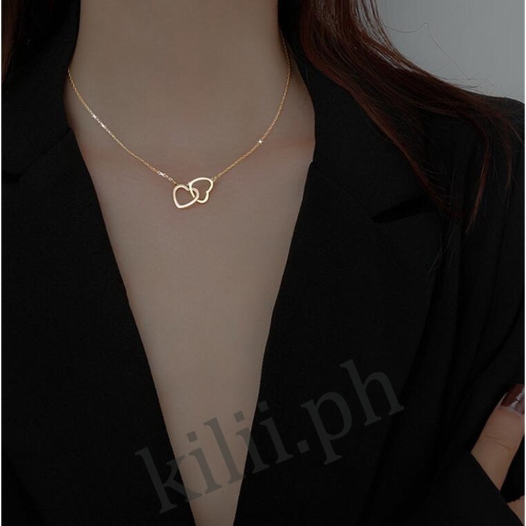Vòng cổ Mặt Trái Tim Đôi Dễ Thương Cho Bạn Gái